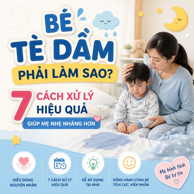 BÉ TÈ DẦM PHẢI LÀM SAO? 7 CÁCH XỬ LÝ HIỆU QUẢ GIÚP MẸ NHẸ NHÀNG HƠN