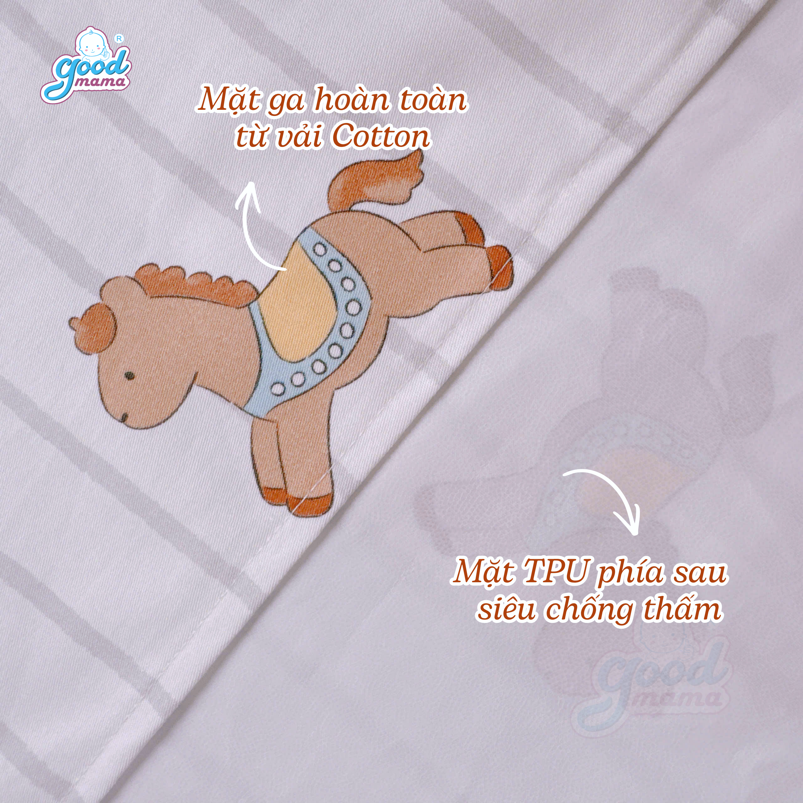 Ga chống thấm Cotton Cao Cấp Goodmama - Mẫu Ngựa Con