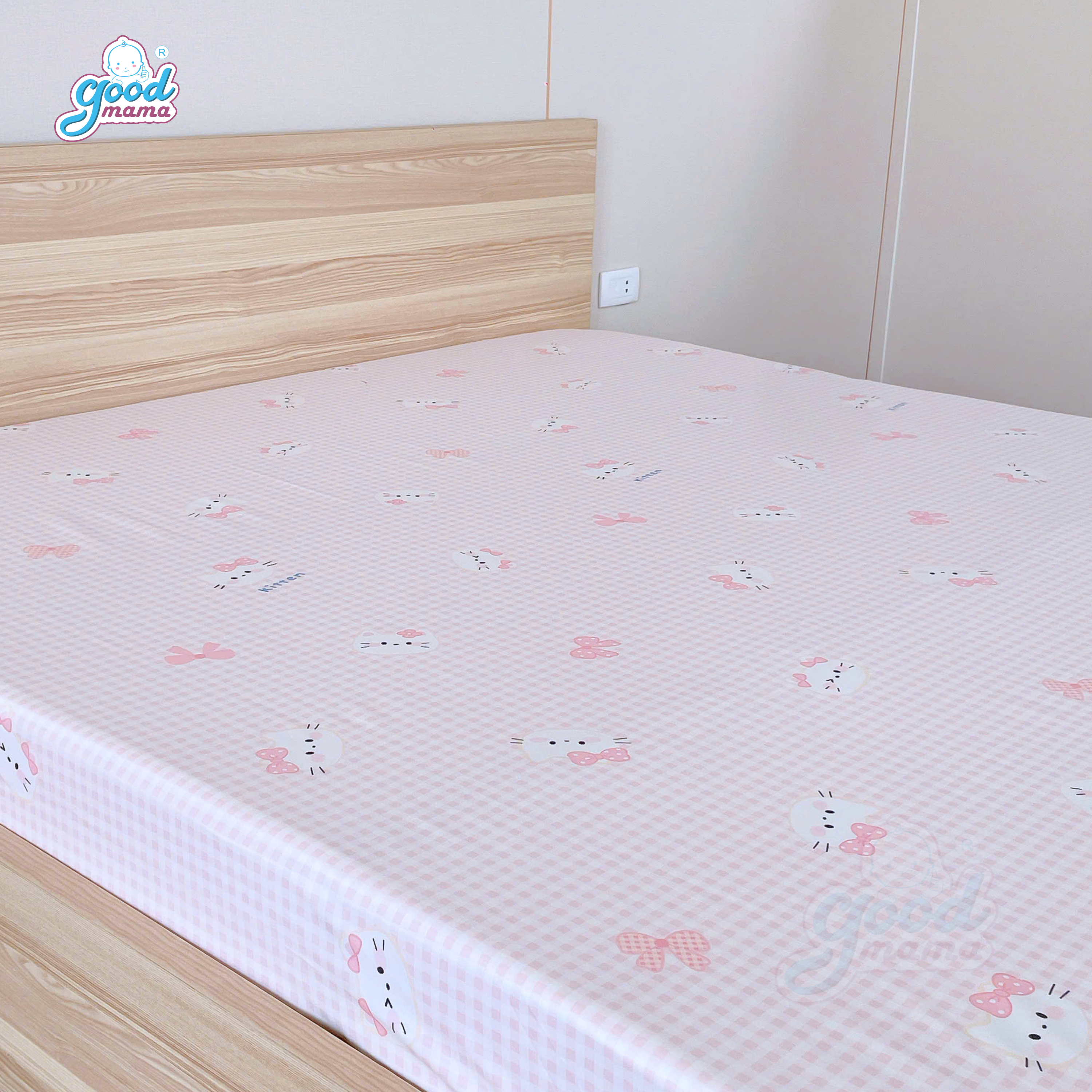 Ga chống thấm Cotton Cao Cấp Goodmama - Mẫu Hello Kitty