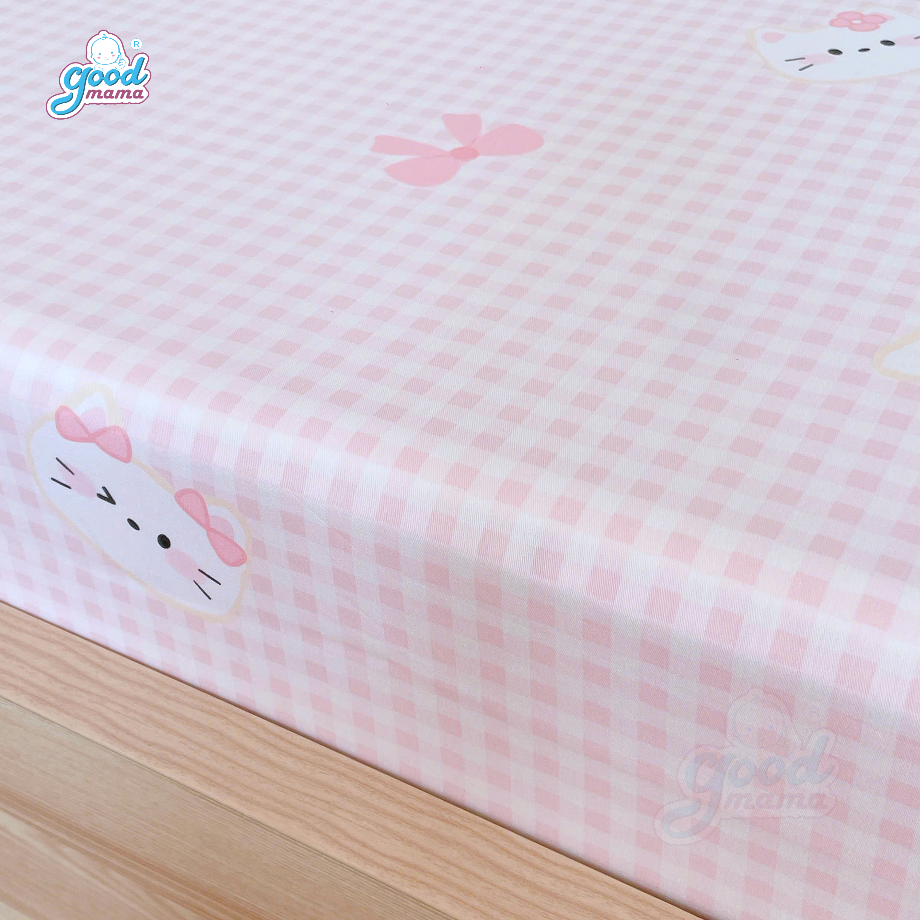 Ga chống thấm Cotton Cao Cấp Goodmama - Mẫu Hello Kitty
