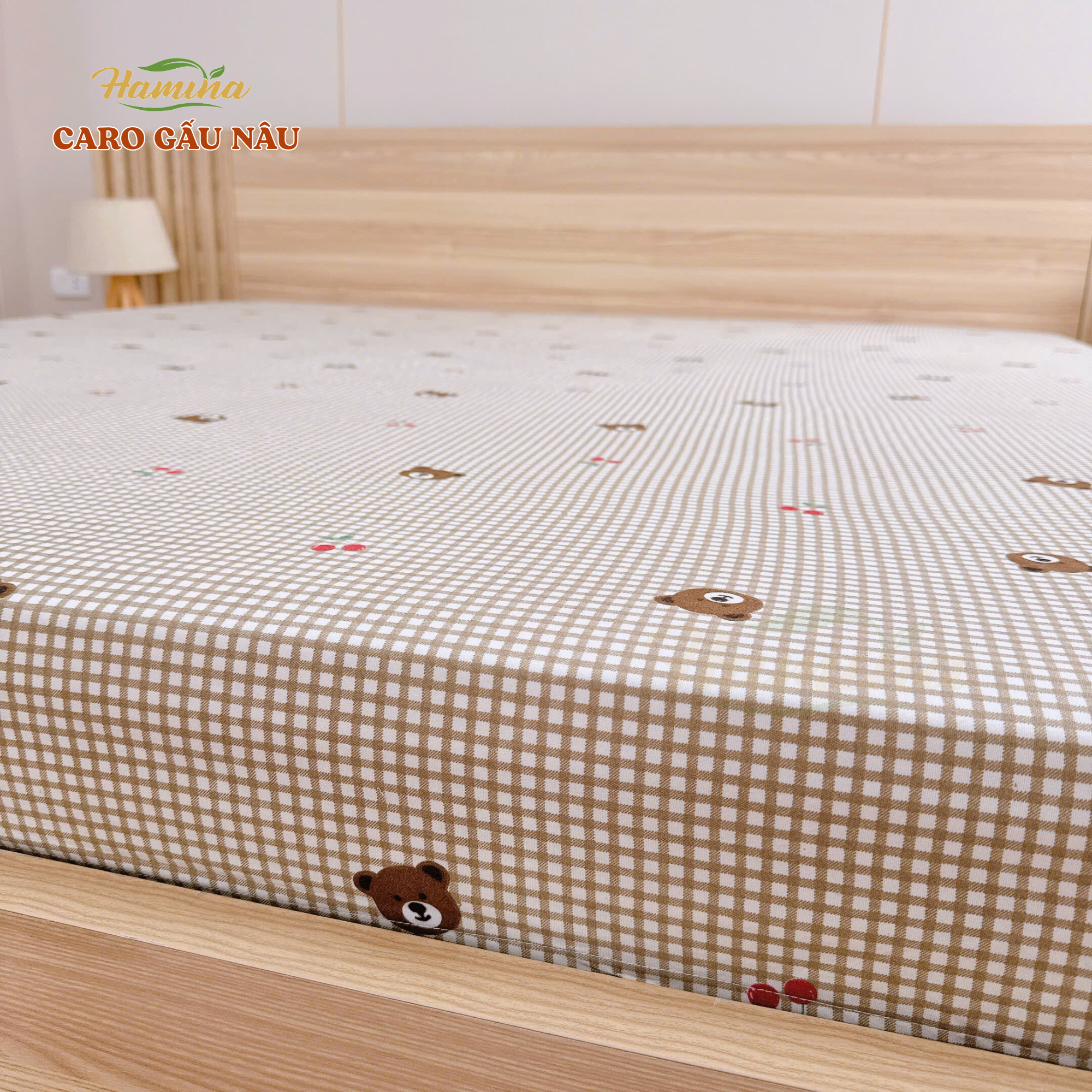 Ga chống thấm Hamina - Mẫu Caro Gấu Nâu