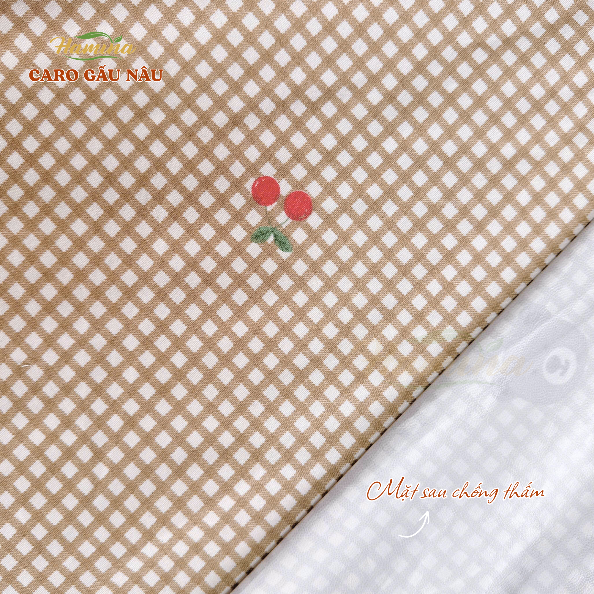 Ga chống thấm Hamina - Mẫu Caro Gấu Nâu