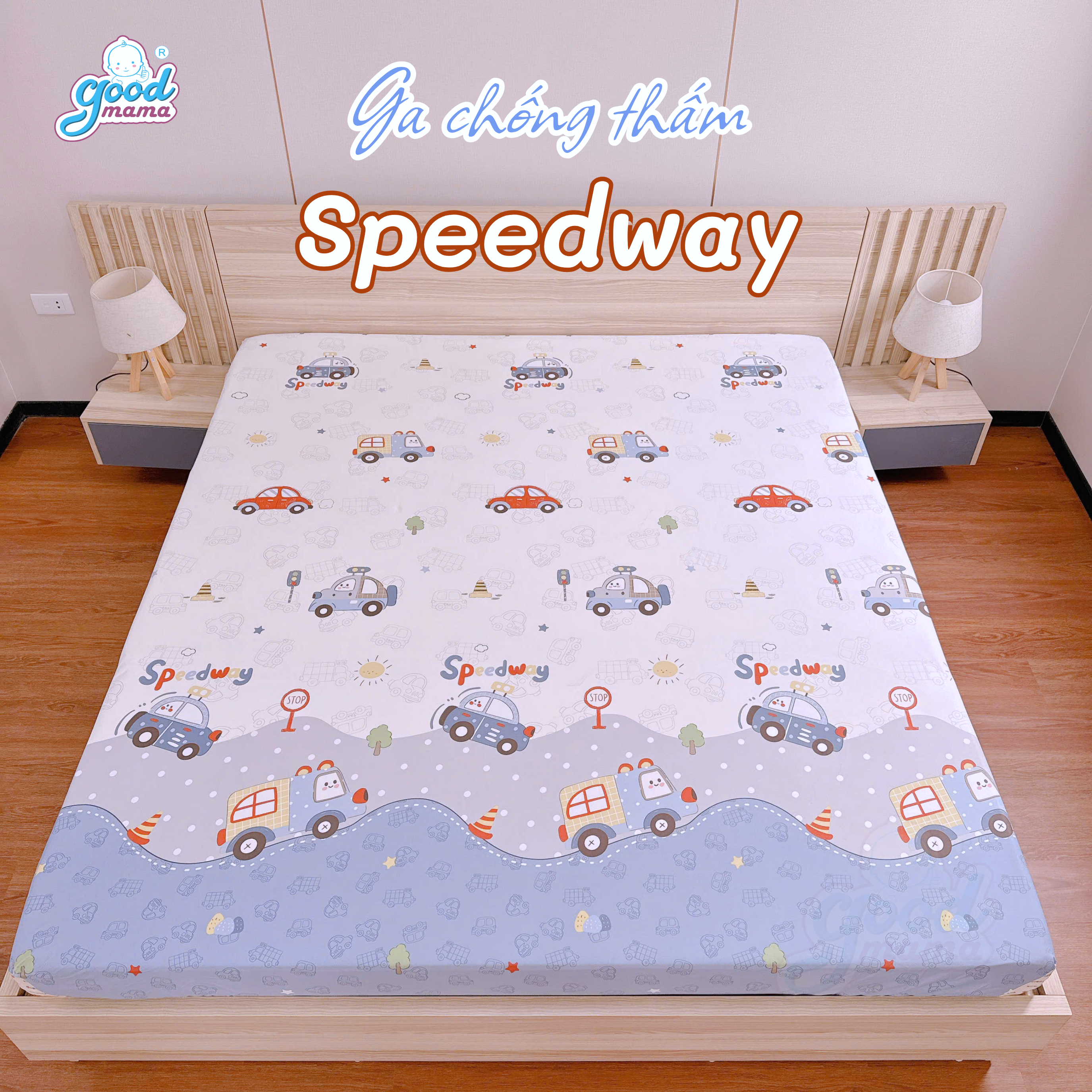 Ga chống thấm Cotton Cao Cấp Goodmama - Mẫu Speedway
