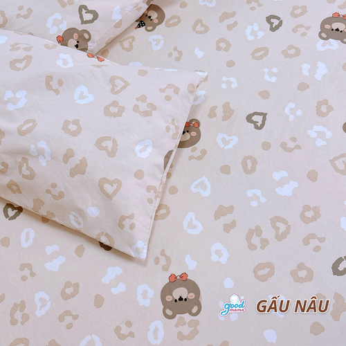 Ga chống thấm Cotton Cao Cấp Goodmama - Mẫu Gấu Nâu