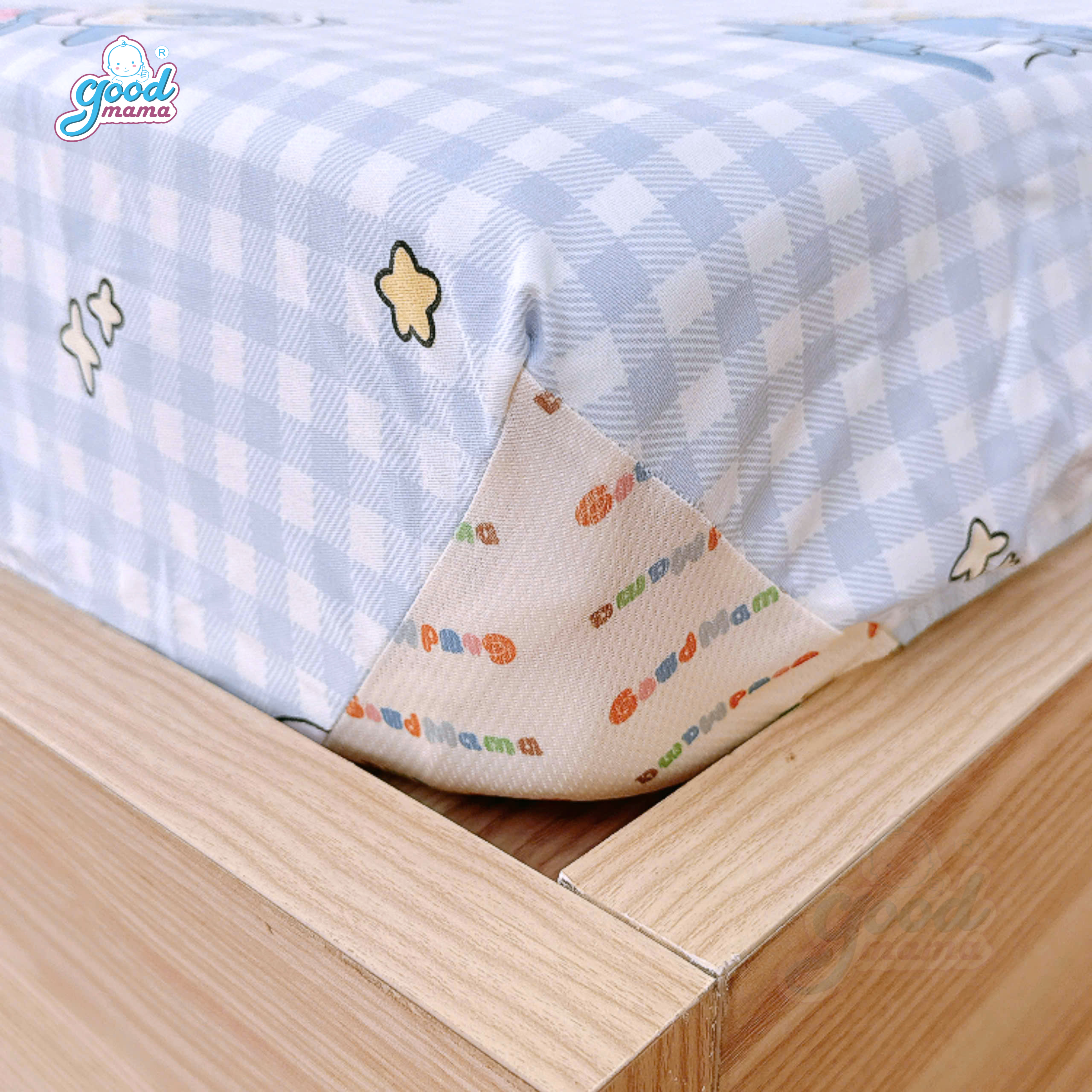Ga chống thấm Cotton Cao Cấp Goodmama - Mẫu Khủng Long Xanh