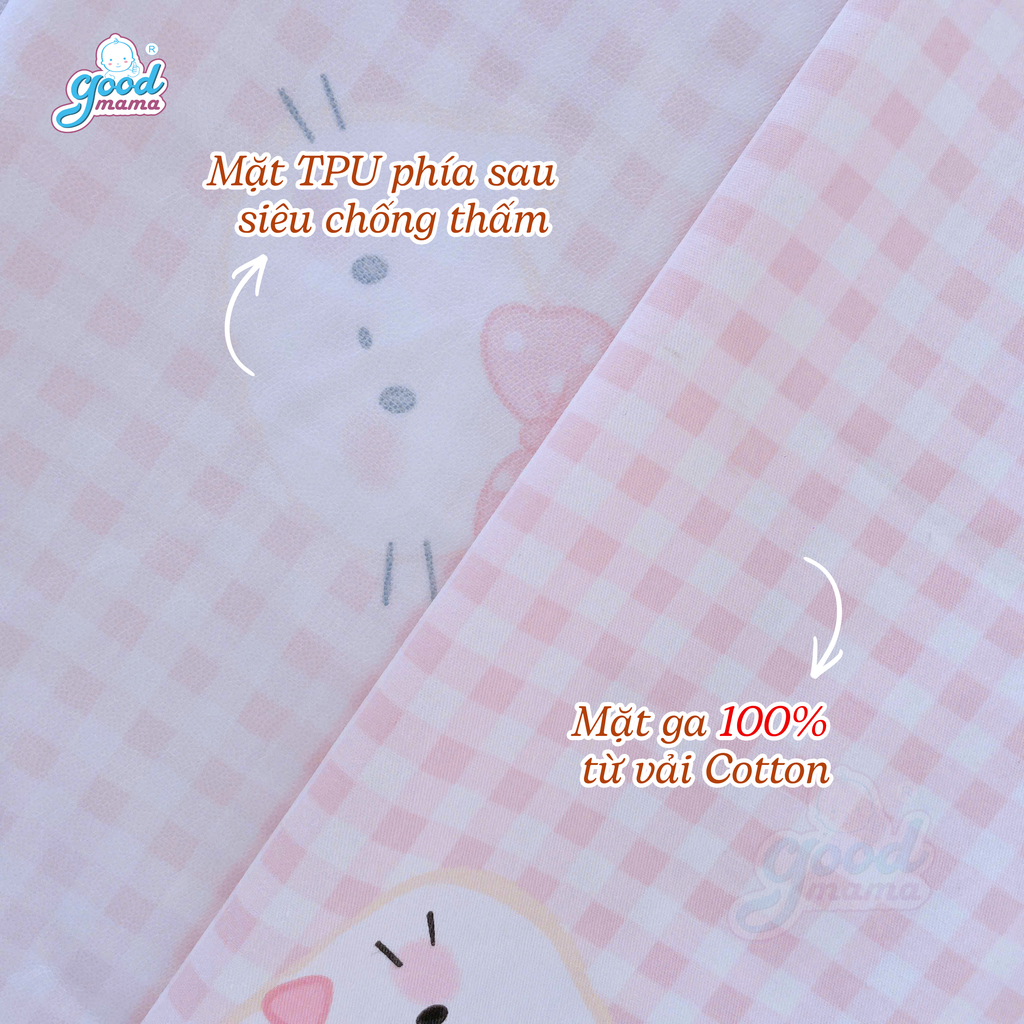 Ga chống thấm Cotton Cao Cấp Goodmama - Mẫu Hello Kitty