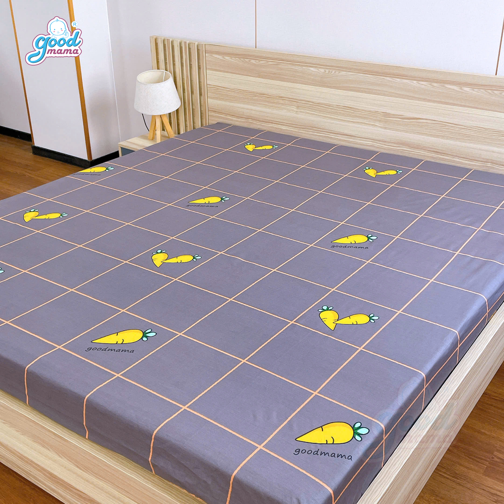 Ga chống thấm Cotton Cao Cấp Goodmama - Mẫu Cà Rốt Kẻ