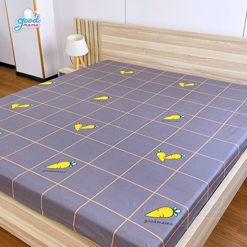 Ga chống thấm Cotton Cao Cấp Goodmama - Mẫu Cà Rốt Kẻ