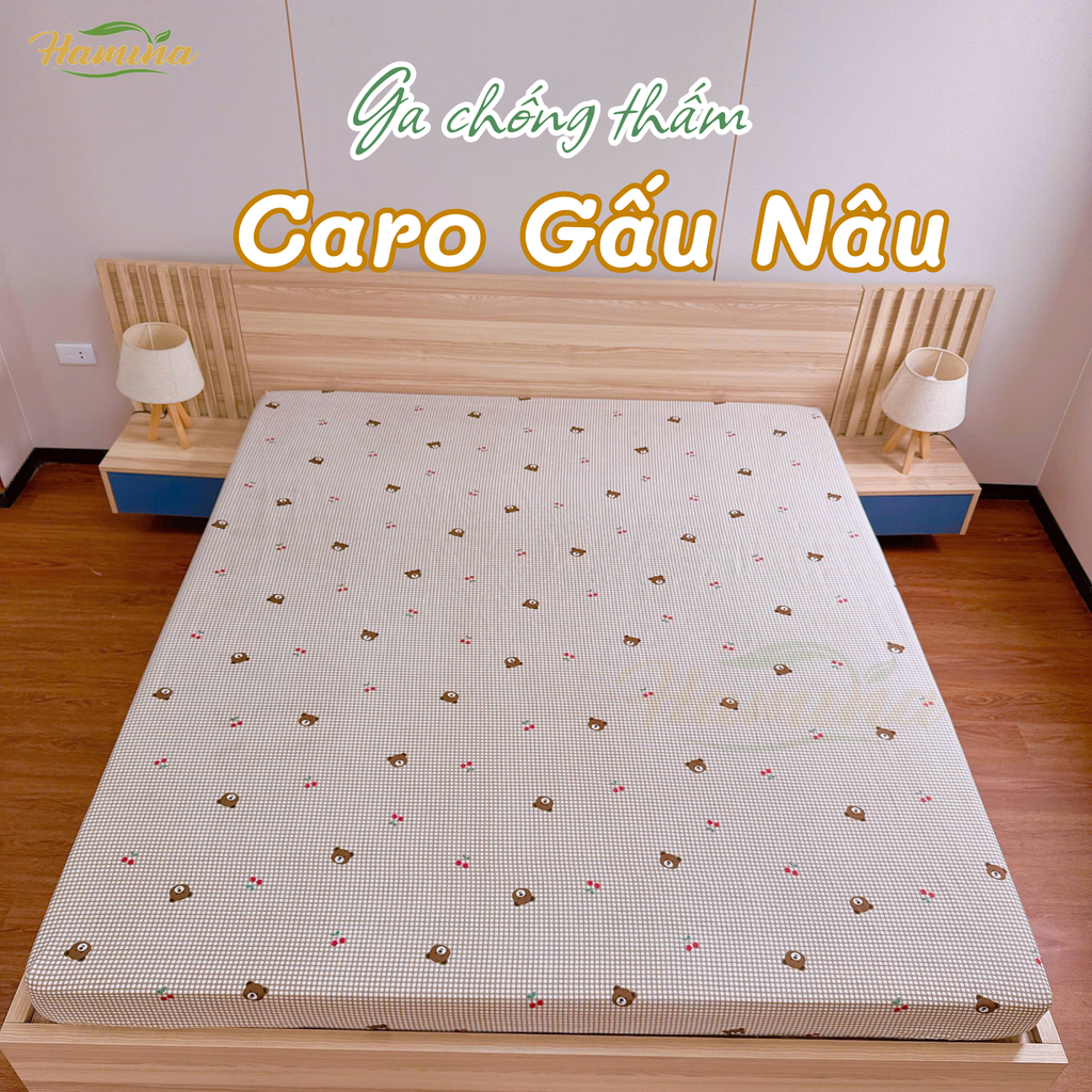 Ga chống thấm Hamina - Mẫu Caro Gấu Nâu