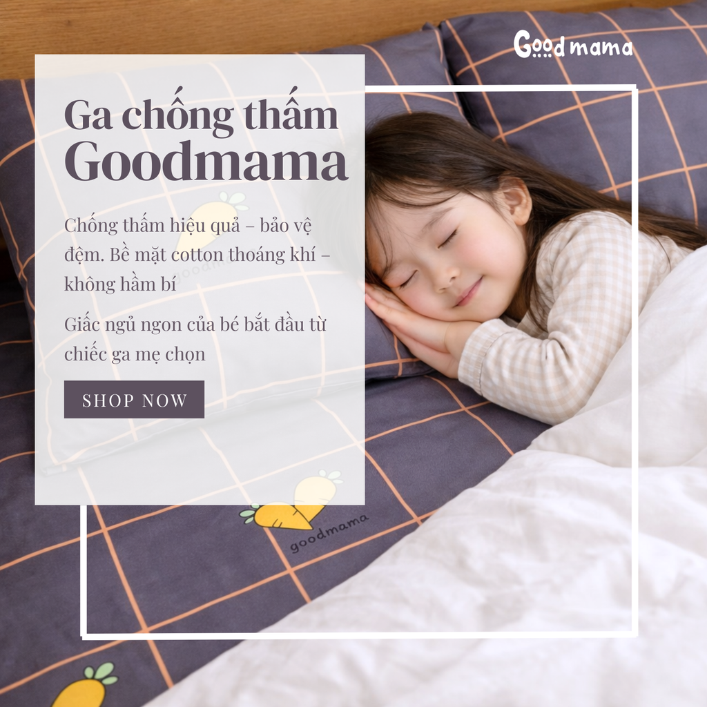 Ga chống thấm Cotton Cao Cấp Goodmama - Mẫu Cà Rốt Kẻ