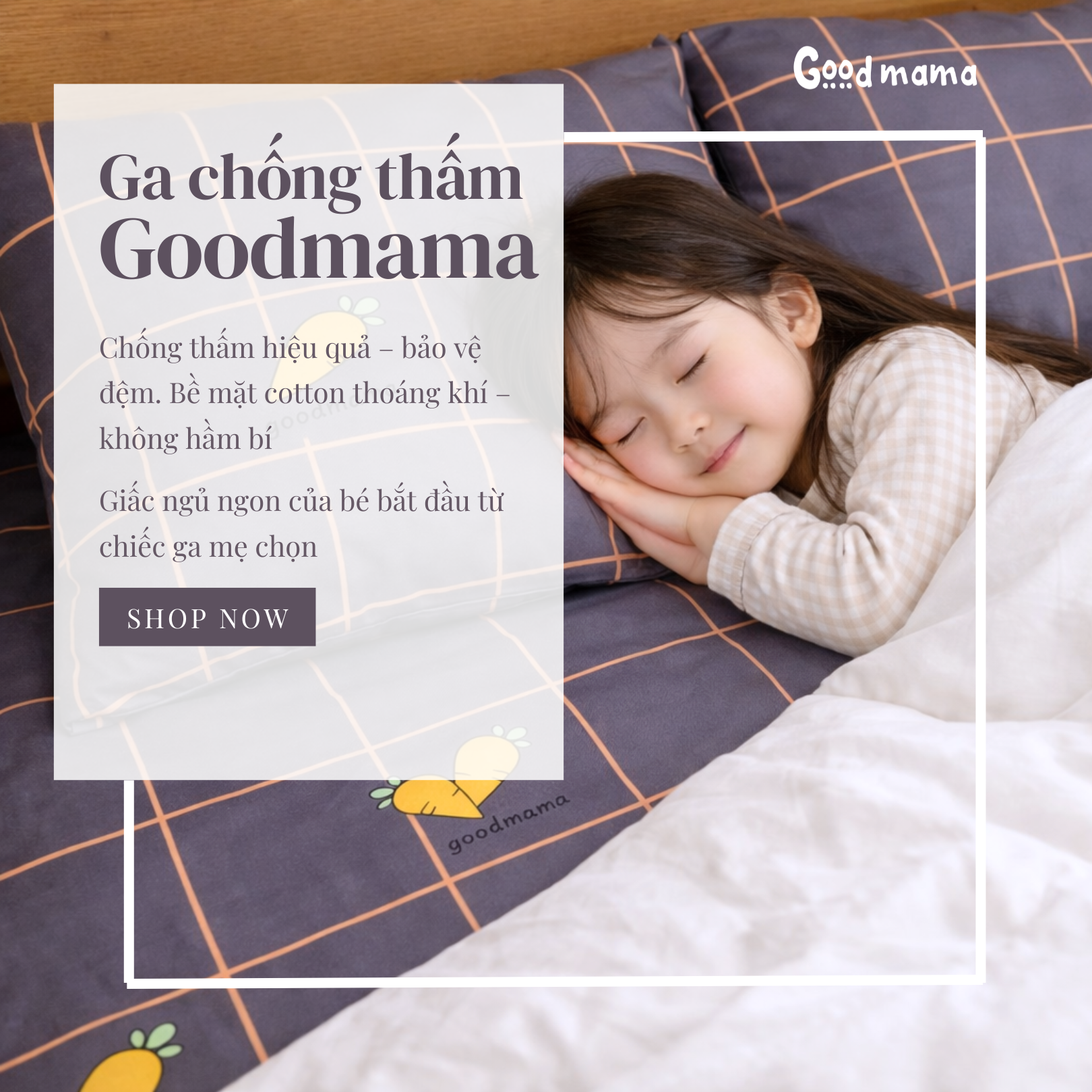 Ga chống thấm Cotton Cao Cấp Goodmama - Mẫu Cà Rốt Kẻ